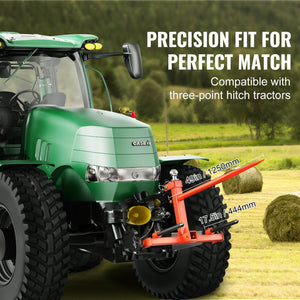 Hay Spear | 49" Bale Spike | 726kg Load | 3-Point Hitch Tractor Attachment with 2x 17.5" Stabilizer Spears