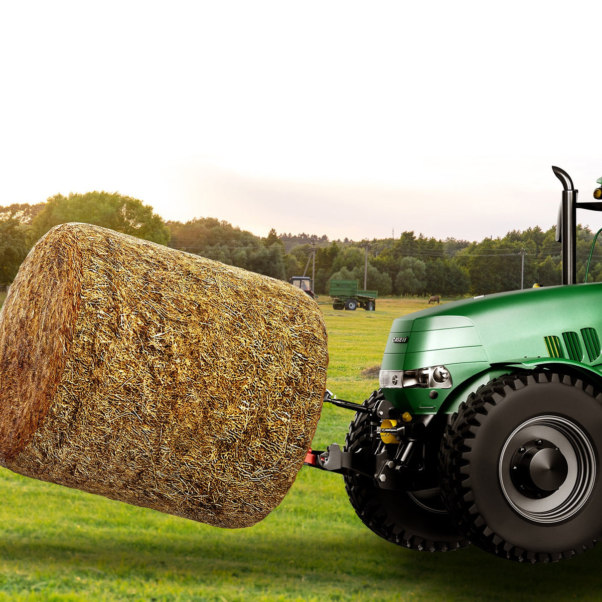 Hay Spear | 49" Bale Spike | 726kg Load | 3-Point Hitch Tractor Attachment with 2x 17.5" Stabilizer Spears