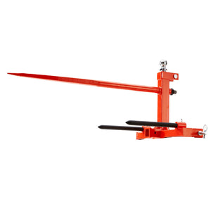 Hay Spear | 49" Bale Spike | 726kg Load | 3-Point Hitch Tractor Attachment with 2x 17.5" Stabilizer Spears