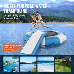 Inflatable Water Bouncer 10FT | Recreational Water Trampoline with Slide, Ladder & Pump | Floating Swim Platform for Pool, Lake & Water Sports