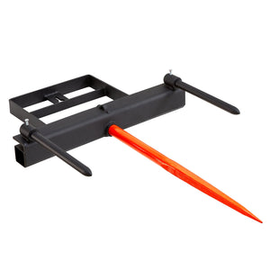 Hay Spear | 39" Bale Spike 726kg Load | Skid Steer Loader Tractor Attachment with 2x 17.5" Stabilizers & 60" Chain