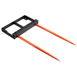 Hay Spear | 49" Bale Spike 1360kg Load | Skid Steer Tractor Bucket Attachment with 2x Stabilizers & 60" Chain
