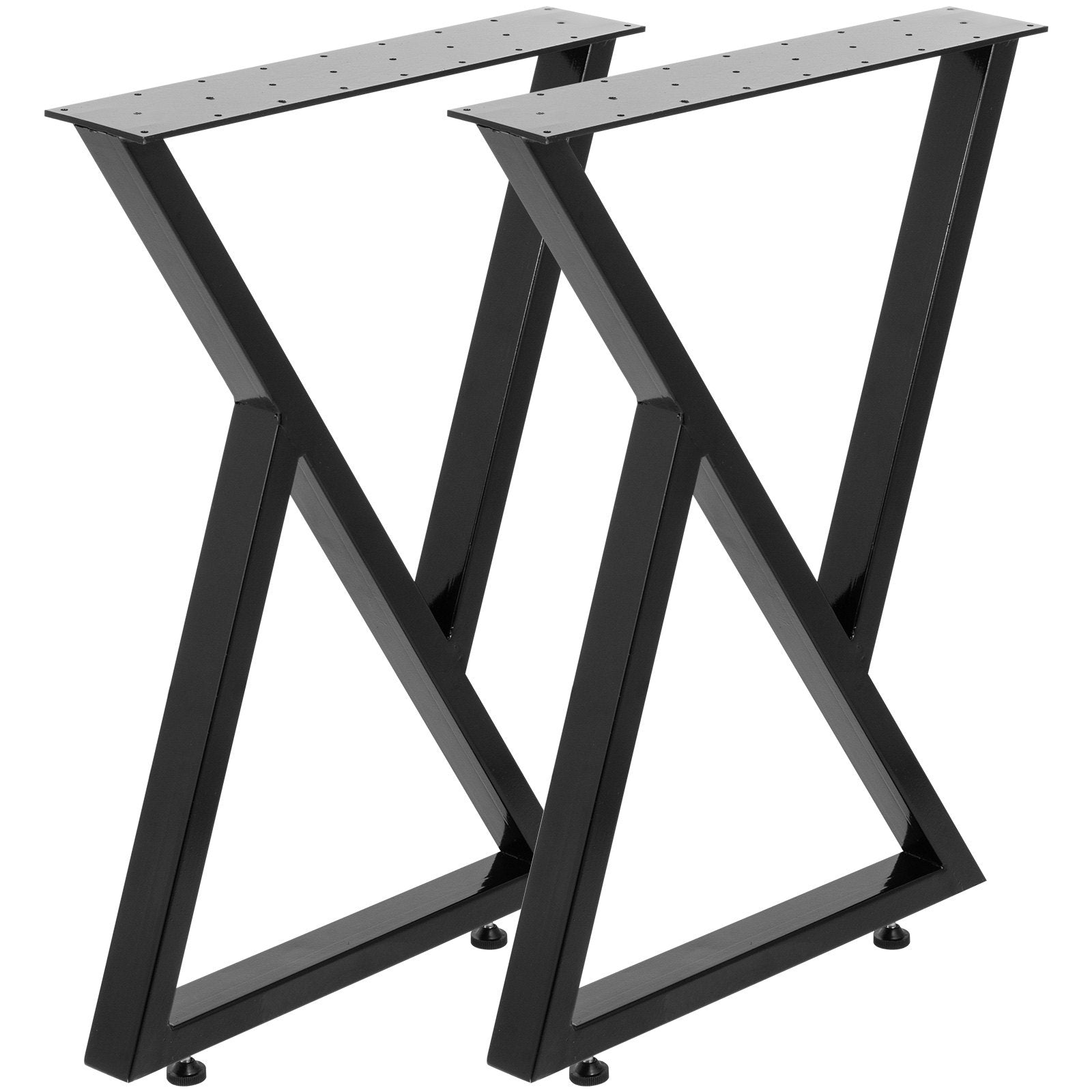 Metal Table Legs 28"x20" Zig-Zag | Heavy Duty Black Steel | Set of 2 DIY Furniture Legs