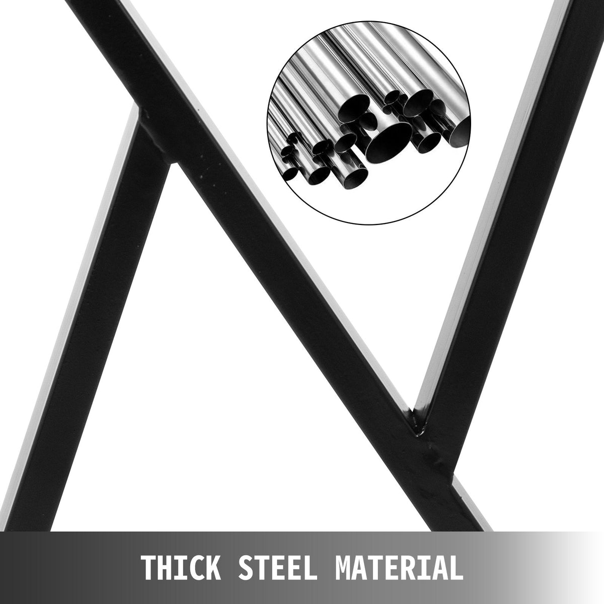 Metal Table Legs 28"x20" Zig-Zag | Heavy Duty Black Steel | Set of 2 DIY Furniture Legs