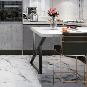 Metal Table Legs 28"x20" Zig-Zag | Heavy Duty Black Steel | Set of 2 DIY Furniture Legs