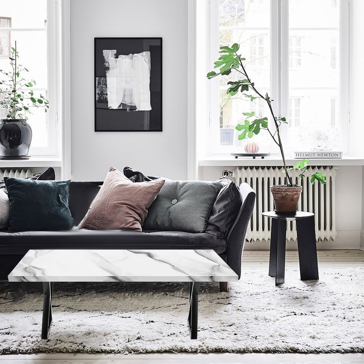 Metal Table Legs 28"x20" Zig-Zag | Heavy Duty Black Steel | Set of 2 DIY Furniture Legs