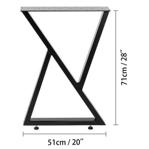 Metal Table Legs 28"x20" Zig-Zag | Heavy Duty Black Steel | Set of 2 DIY Furniture Legs