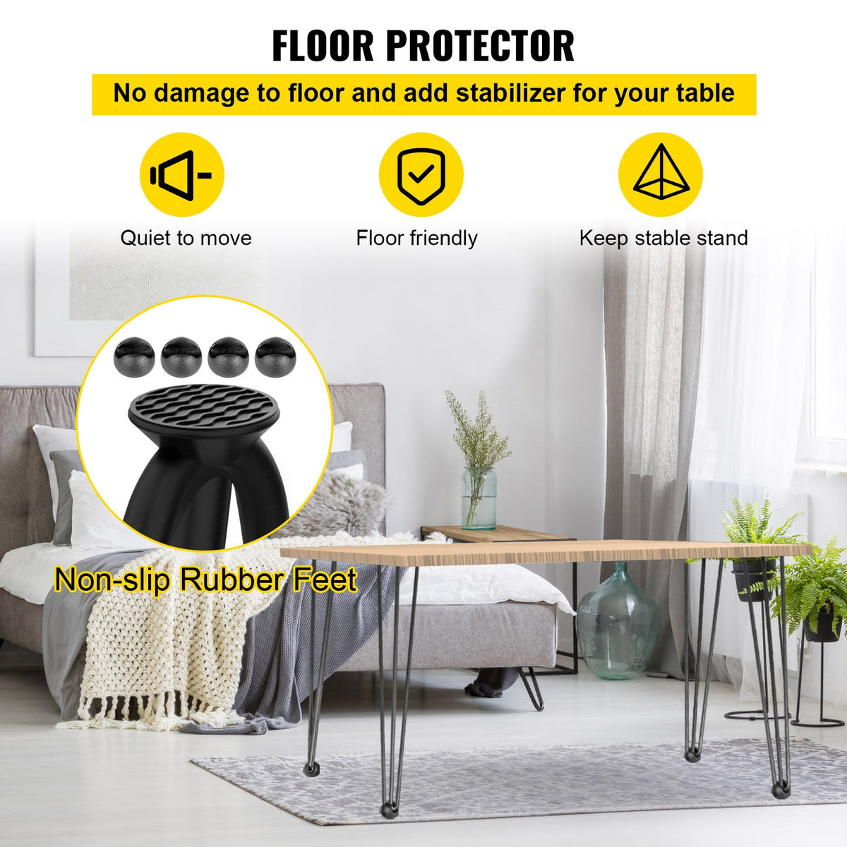 Hairpin Table Legs | Set of 4 Heavy Duty 16" 3-Rod Metal Legs