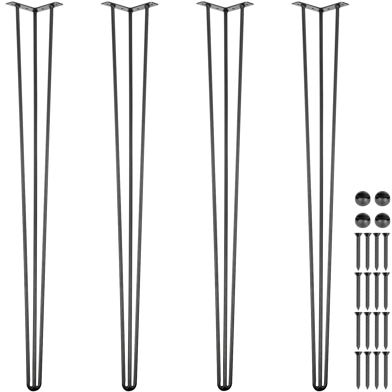 Hairpin Table Legs 36" | Set of 4 Heavy Duty 3-Rod Steel Legs for DIY Tables & Desks