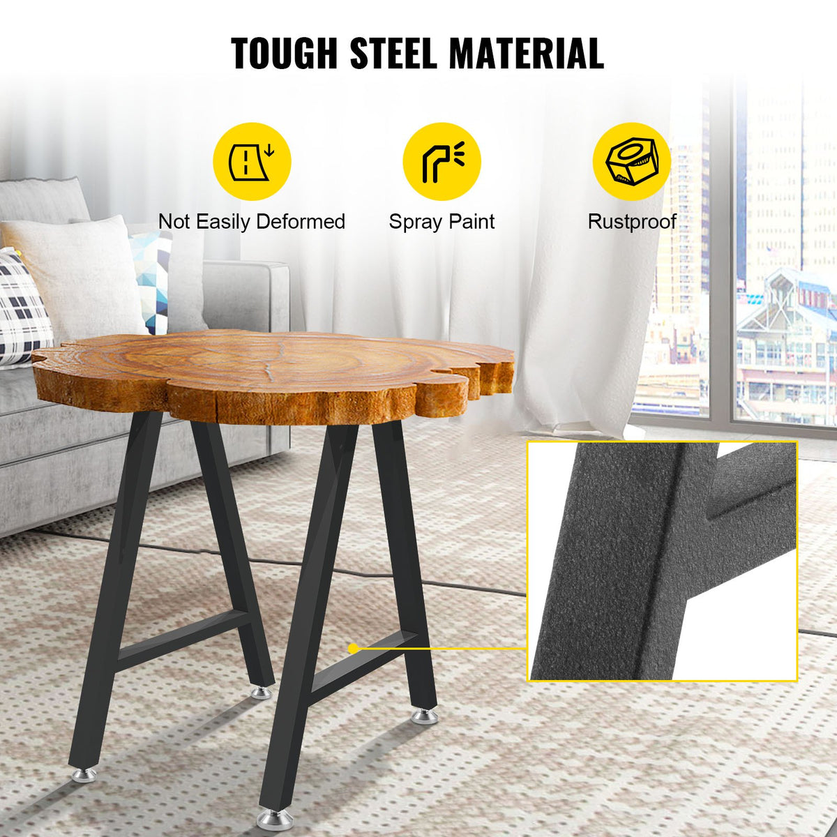 Metal Table Legs 28"x17.7" A-Frame | Heavy Duty Black Wrought Iron | Set of 2 with Floor Protectors