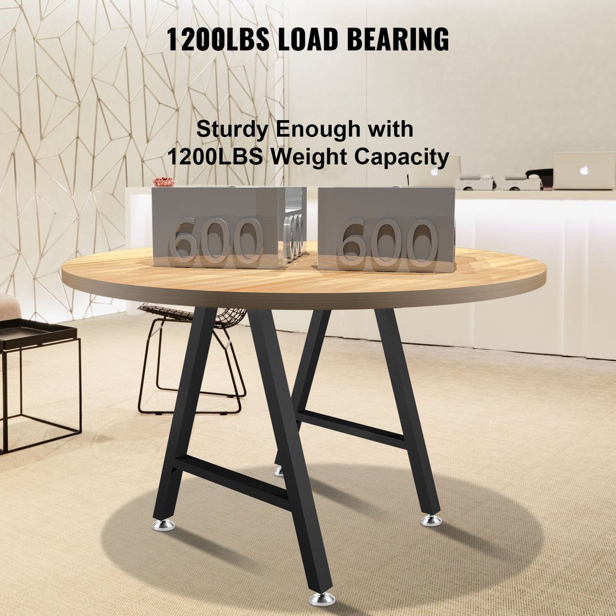 Metal Table Legs 28"x17.7" A-Frame | Heavy Duty Black Wrought Iron | Set of 2 with Floor Protectors