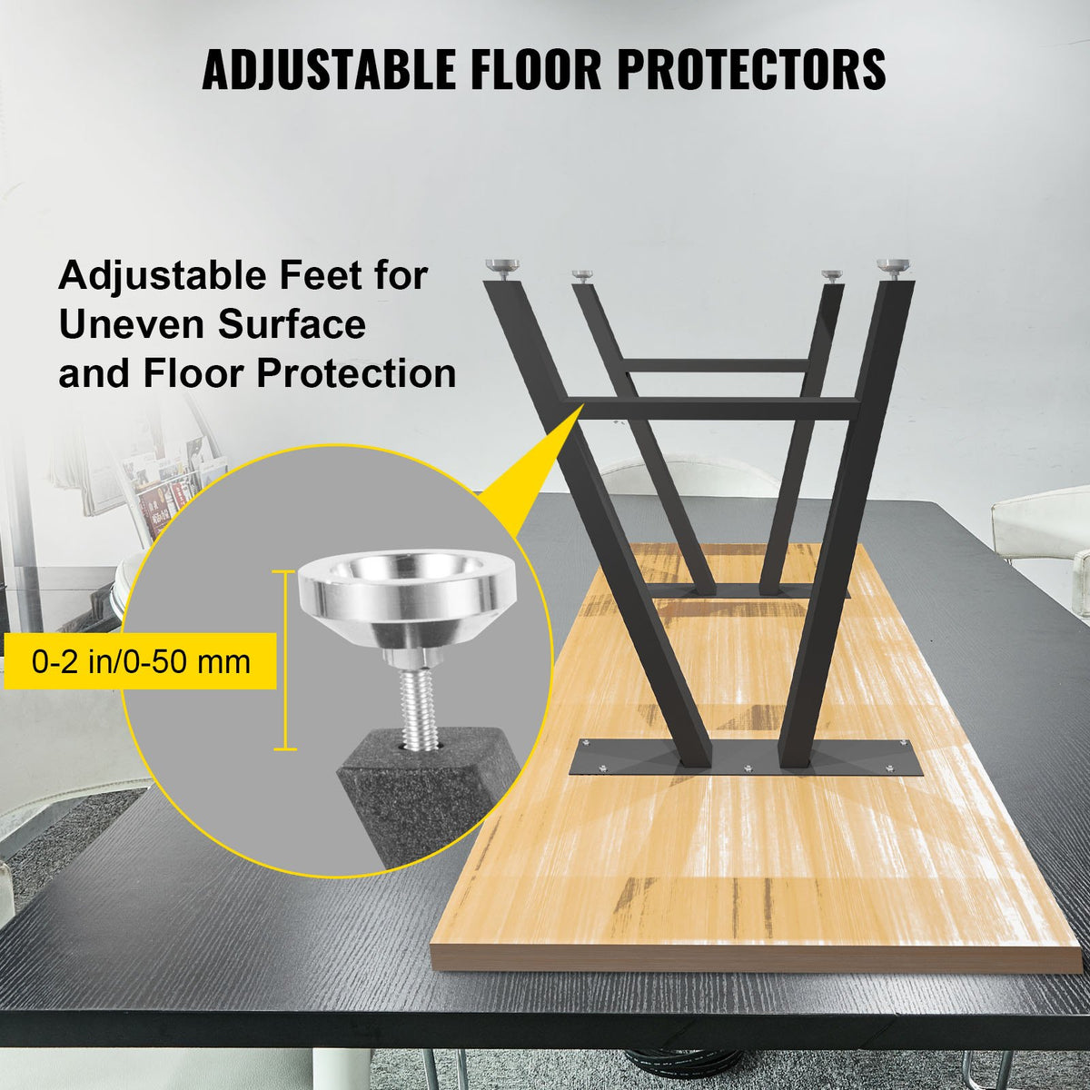 Metal Table Legs 28"x17.7" A-Frame | Heavy Duty Black Wrought Iron | Set of 2 with Floor Protectors