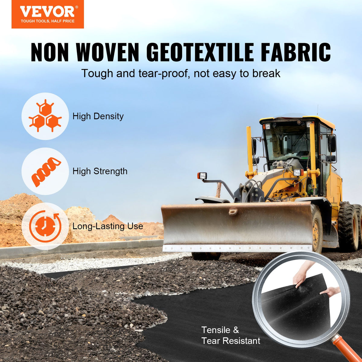 Geotextile Fabric | 10x100ft 8oz Non-Woven Ground Cover for Weed Control | 3.0x30.5m
