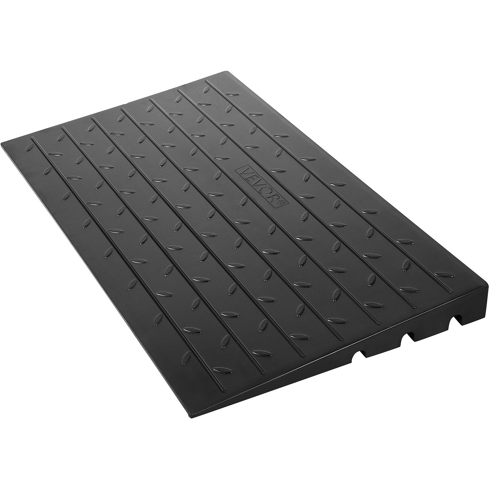 Rubber Threshold Ramp 4 Inch Rise | 3 Channel Cord Cover | Solid Rubber Doorway Entry Ramp | 2200lbs Load Capacity | Wheelchair & Scooter Access Ramp