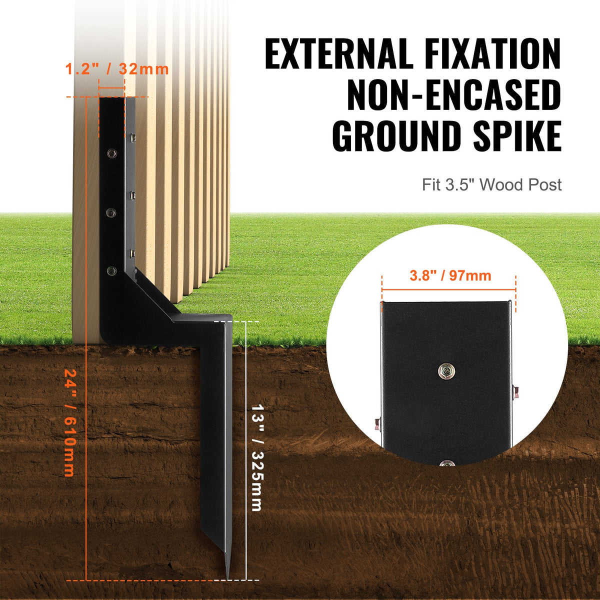Fence Post Anchor Repair Kit | 6-Pack Inner Stakes for Fence Repair