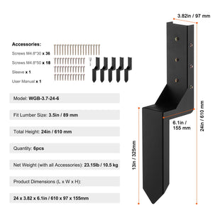 Fence Post Anchor Repair Kit | 6-Pack Inner Stakes for Fence Repair