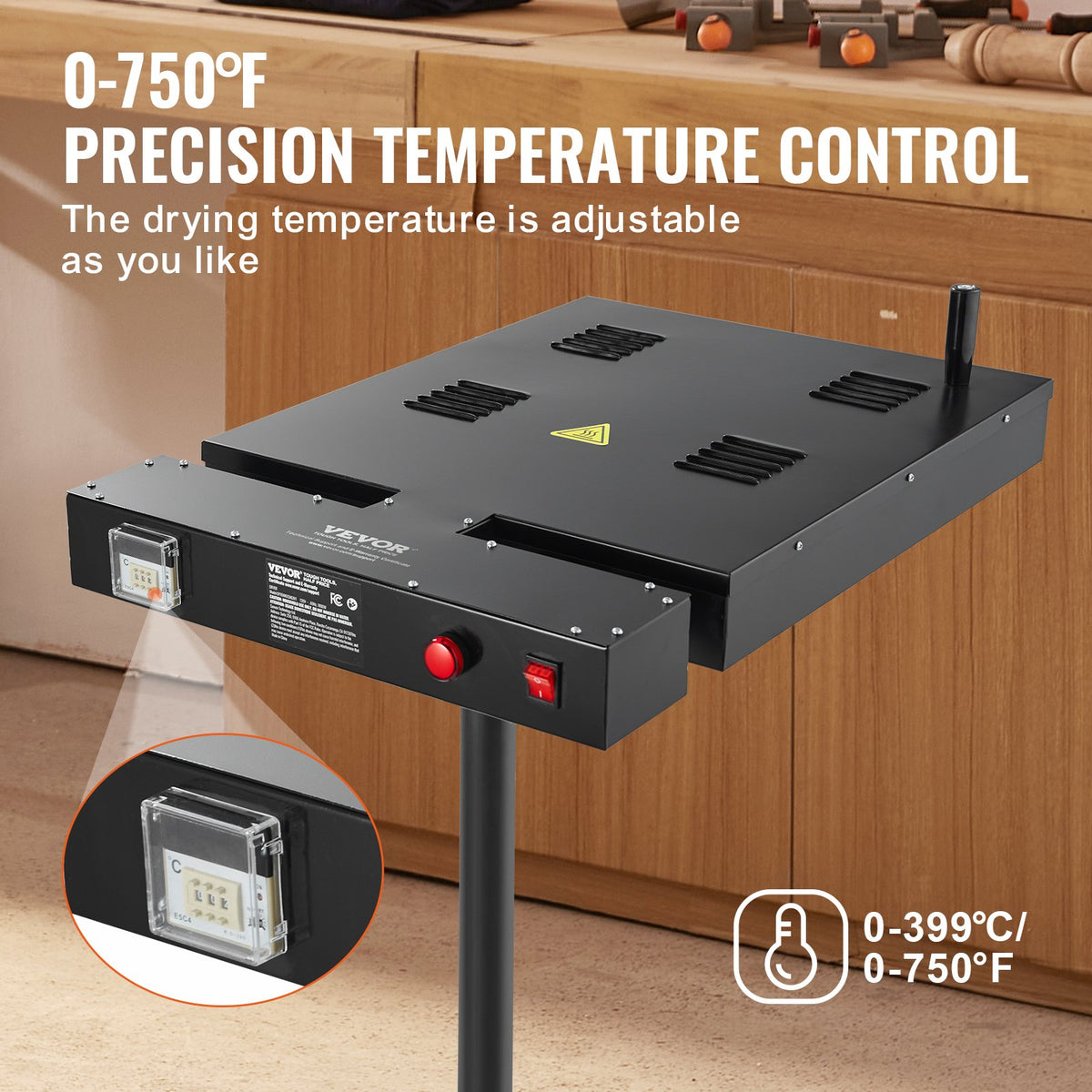 Flash Dryer 18x18 Inch | Adjustable Stand & 360° Rotation | 0-750℉ Temperature Control | Silk Screen Printing Dryer for T-Shirt Curing