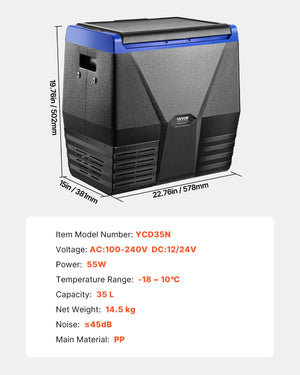 Car Refrigerator Freezer | 35L Portable Single Zone Compressor Fridge