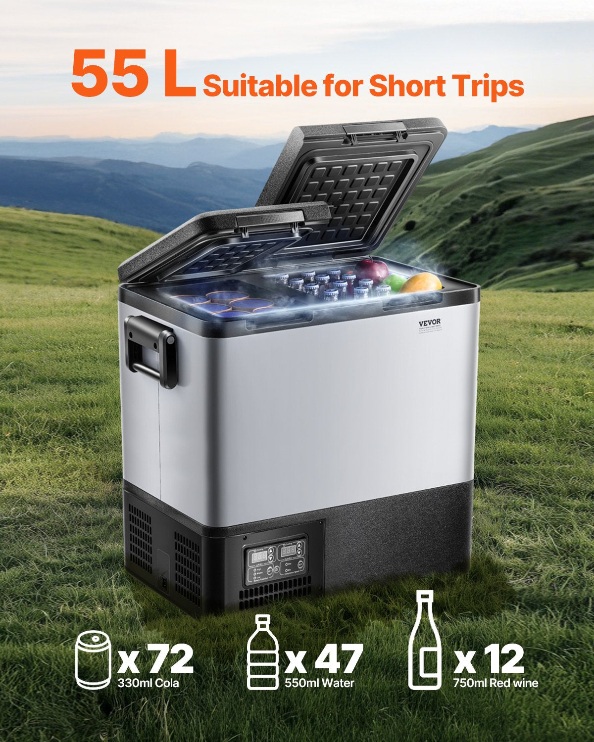 Car Refrigerator Freezer 55L | Compressor Dual Zone | Portable for Car & Home