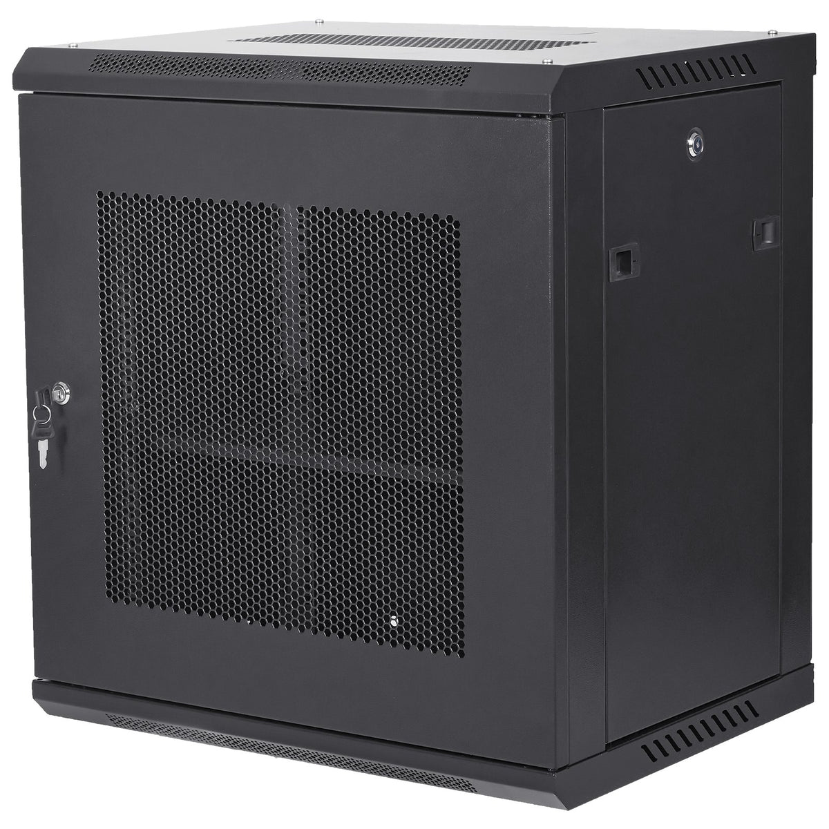 12U Wall Mount Network Cabinet 15.5" Deep | Locking Door & Side Panels | 200lbs Capacity | Rack for IT Equipment & AV Devices