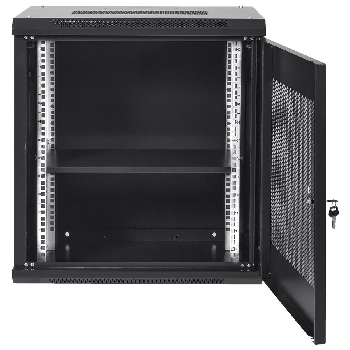 12U Wall Mount Network Cabinet 15.5" Deep | Locking Door & Side Panels | 200lbs Capacity | Rack for IT Equipment & AV Devices