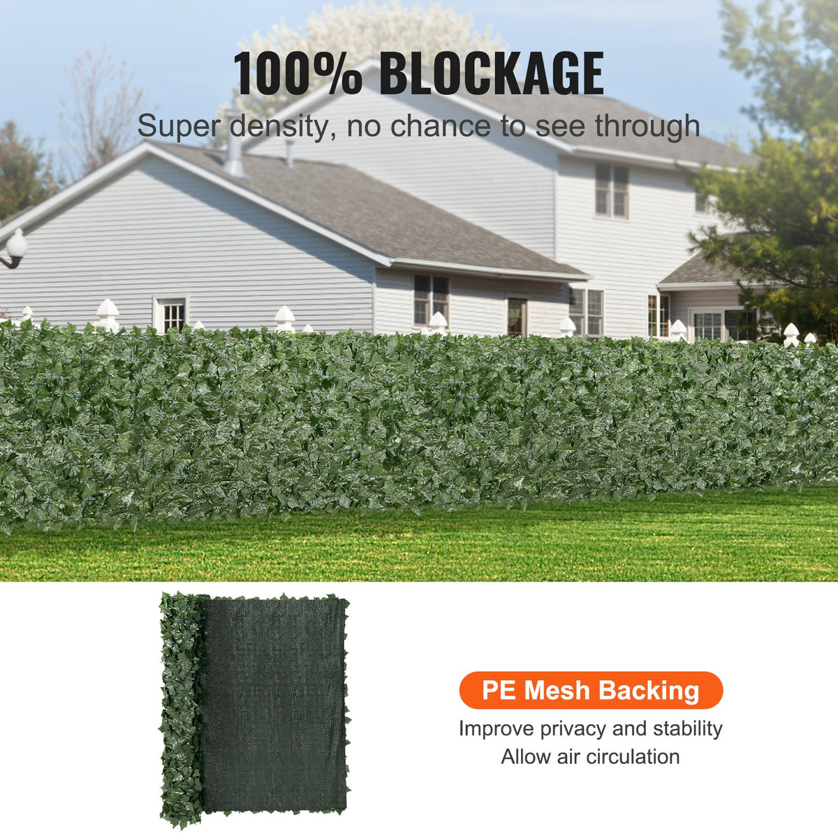 Ivy Privacy Fence 59"x98" | Artificial Green Wall Screen | Mesh Backing & Reinforced Joints | Faux Hedge Leaf Panel for Garden, Balcony & Outdoor Decor