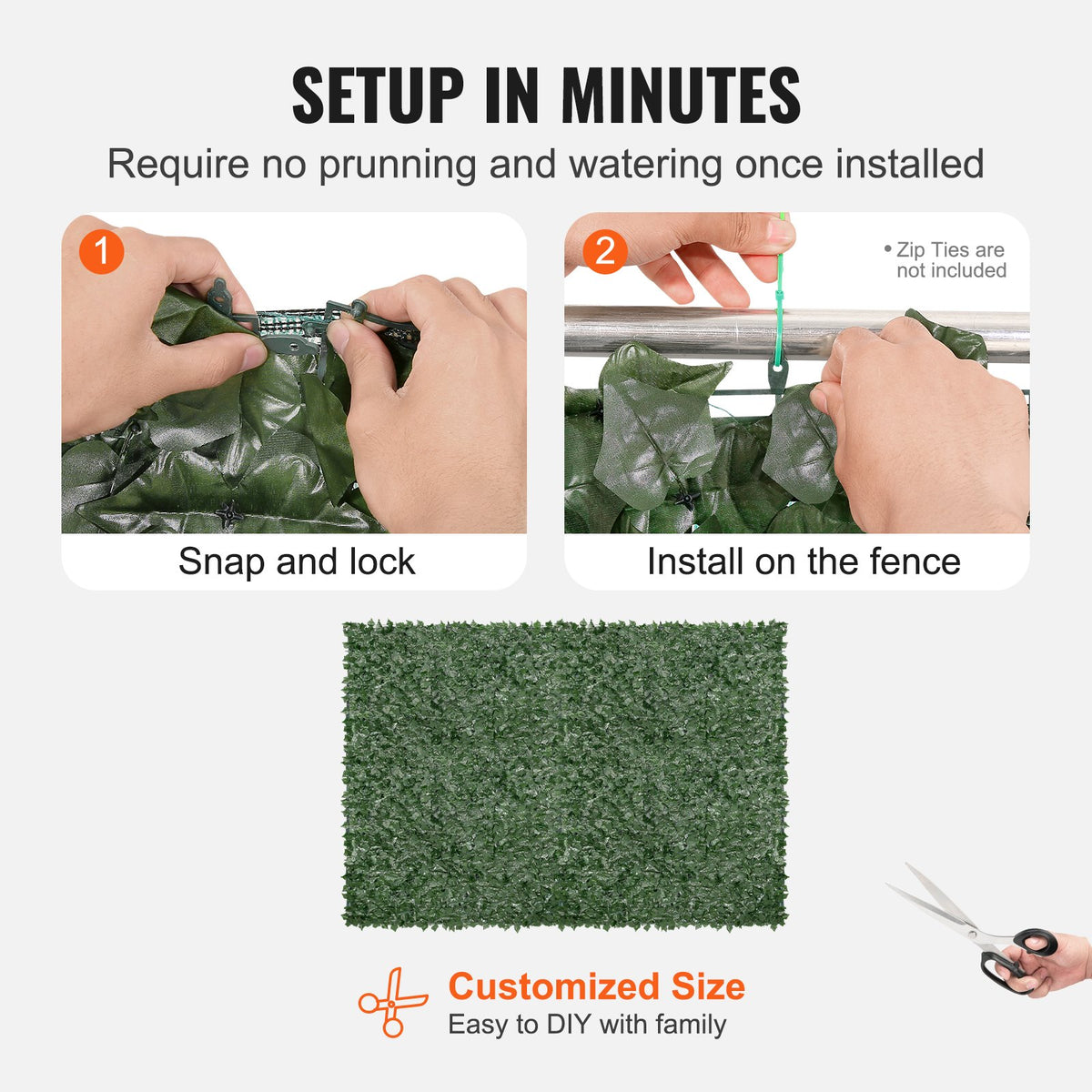Ivy Privacy Fence 183x244cm | Artificial Green Wall Screen | Mesh Backing & Reinforced Joints | Faux Leaf Hedge for Outdoor Garden & Balcony