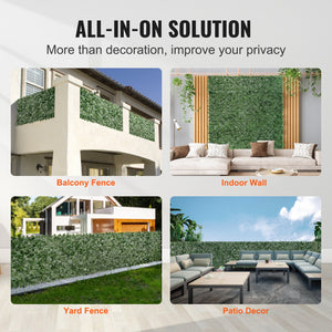 Ivy Privacy Fence 183x244cm | Artificial Green Wall Screen | Mesh Backing & Reinforced Joints | Faux Leaf Hedge for Outdoor Garden & Balcony