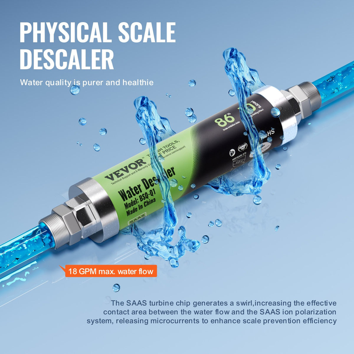 Salt-Free Descaler | Whole House Physical Scale Prevention System