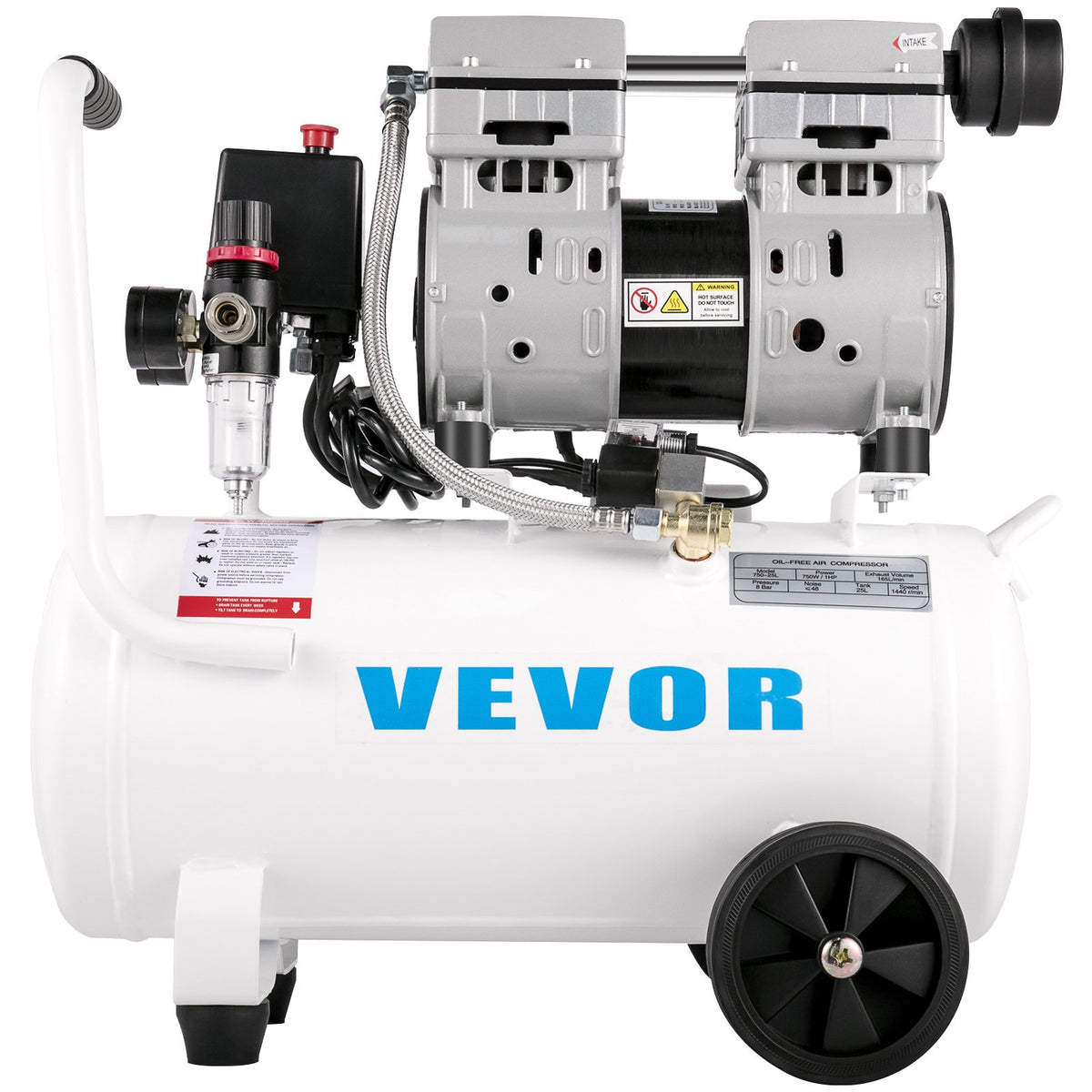 Air Compressor | 6.6 Gallon Ultra-Quiet 115 PSI Pancake Tank | 750W