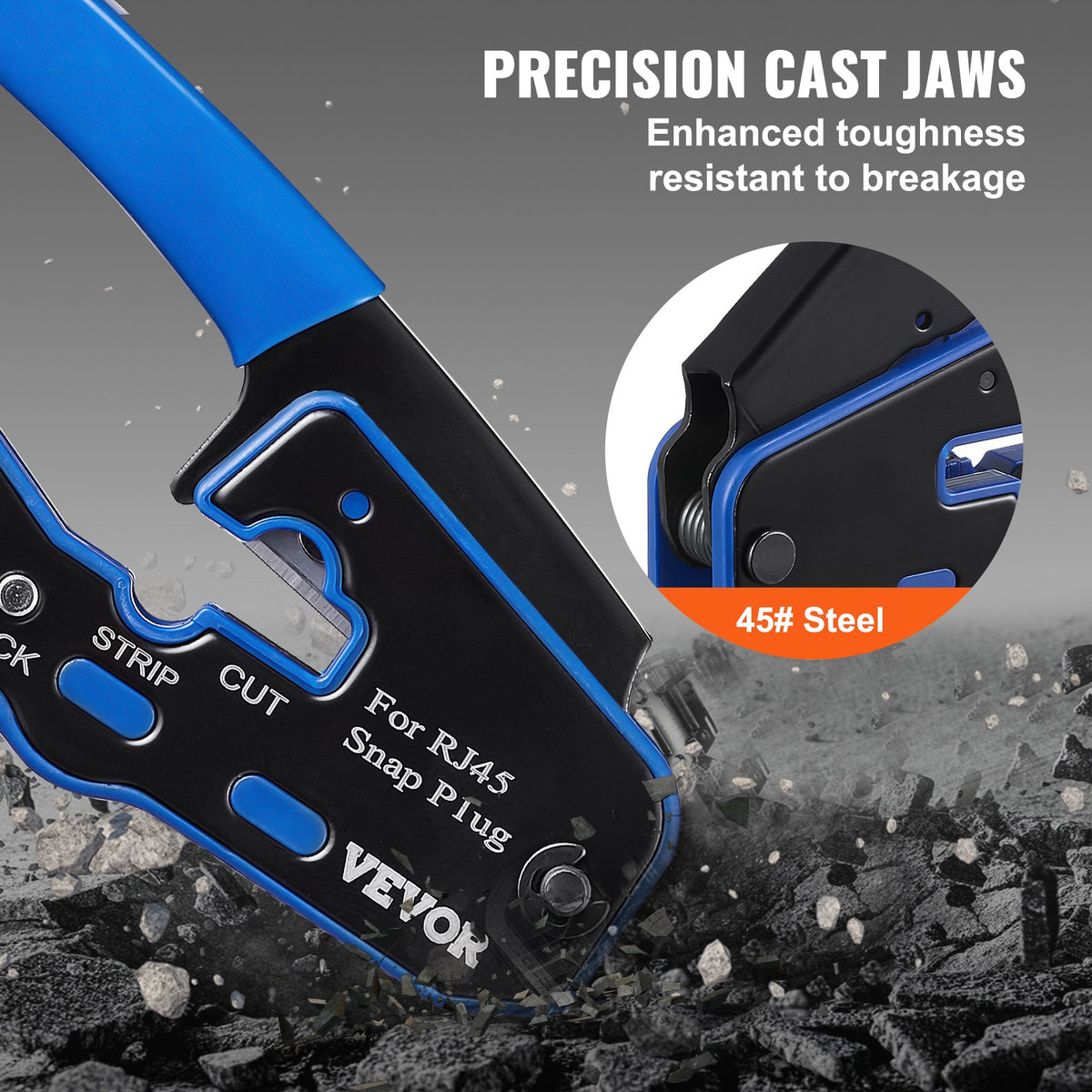 RJ45 Crimp Tool Kit | Ethernet Crimper with 20 Pass-Through Connectors | Wire Stripper & Tester Included