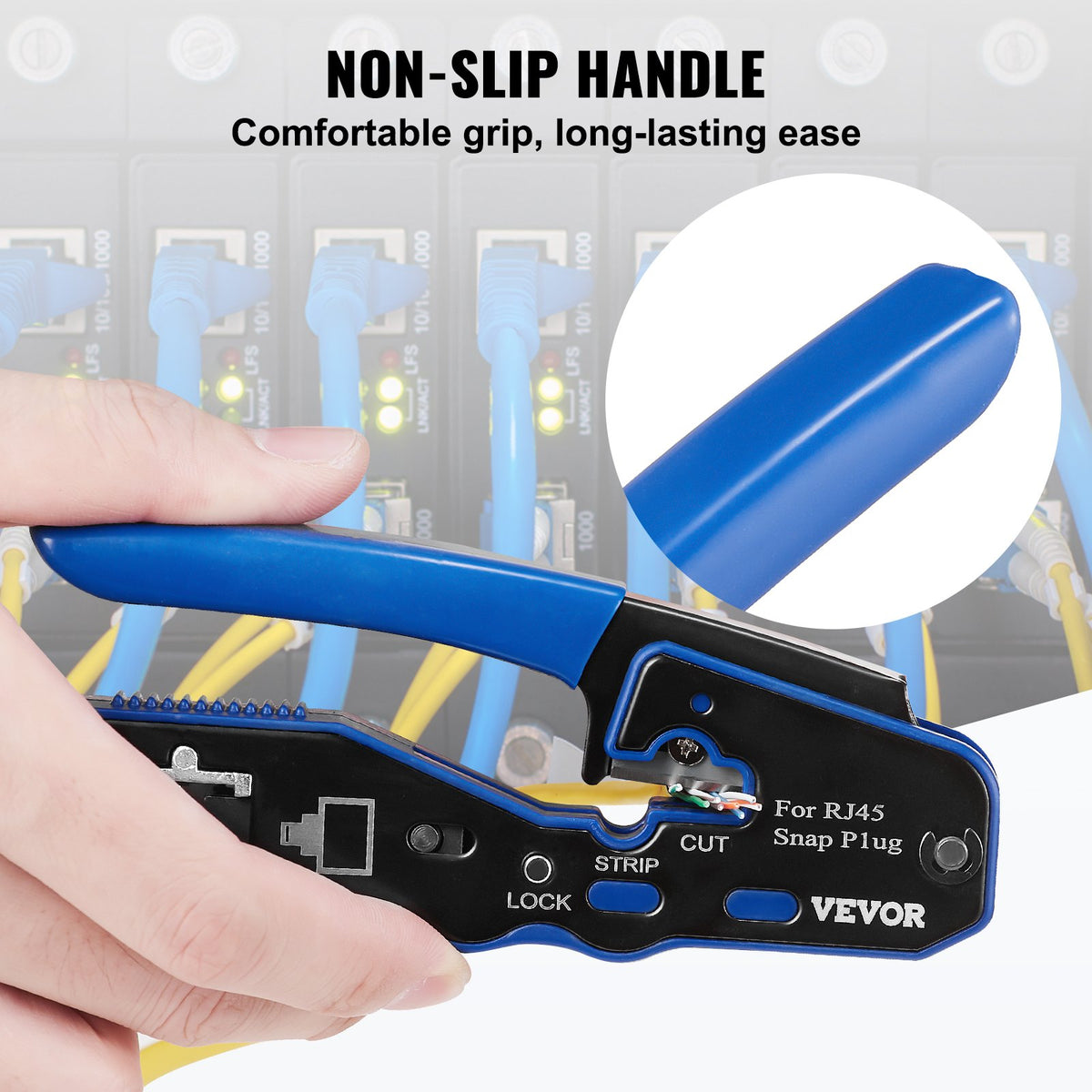 RJ45 Crimp Tool Kit | Ethernet Crimper with 20 Pass-Through Connectors | Wire Stripper & Tester Included