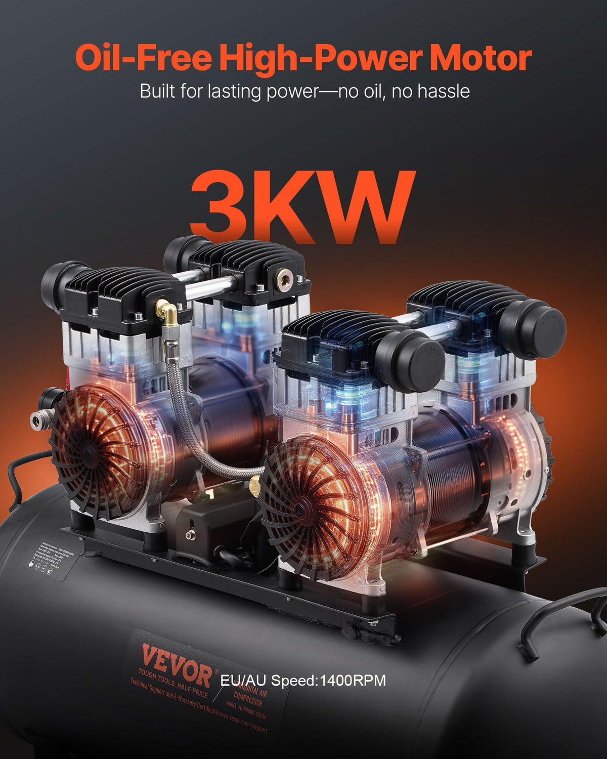 Air Compressor 75L | Compact Portable Oil-Free | 90 PSI