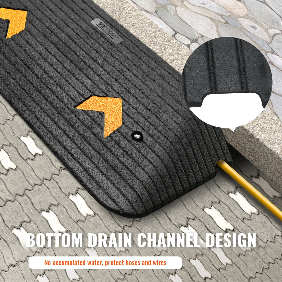 Rubber Threshold Ramp 7.6cm Rise | 1 Channel | 150 Ton Capacity | Non-Slip Rubber Entry Ramp for Wheelchairs & Scooters