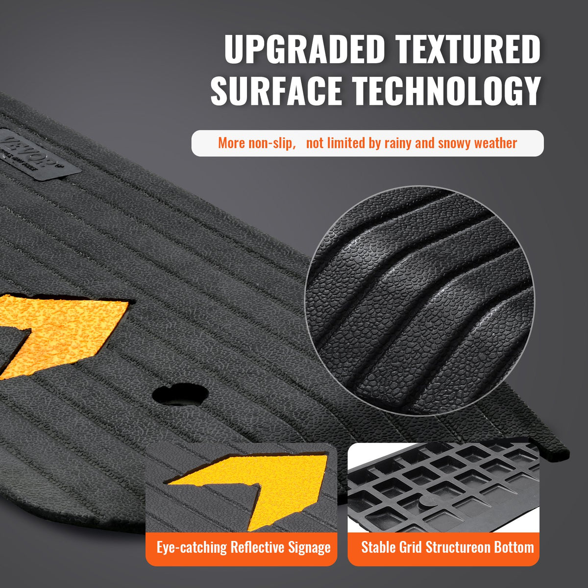 Rubber Threshold Ramp 2.5cm Rise | 15 Ton Capacity | Non-Slip Natural Rubber Entry Ramp for Wheelchair & Scooter Access