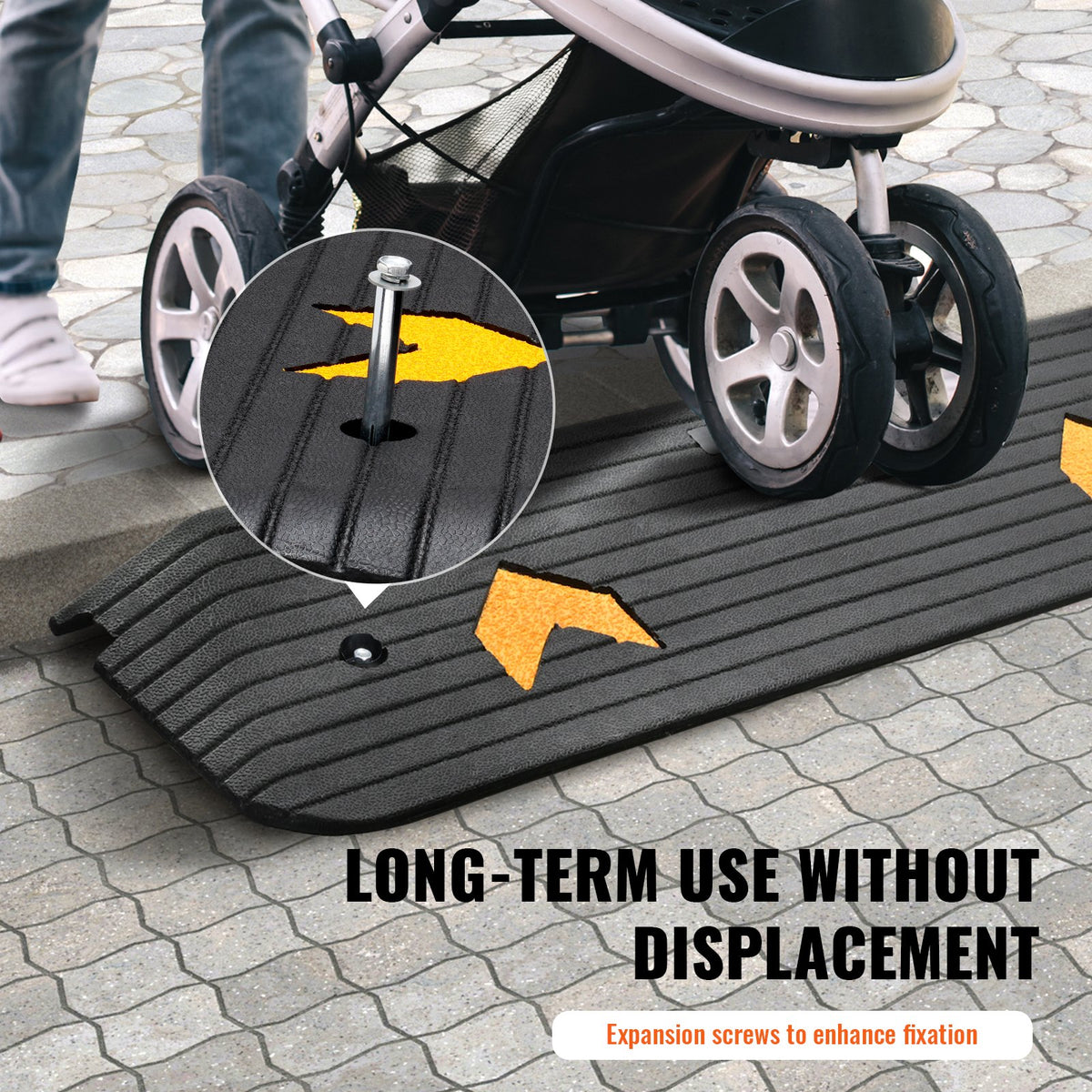 Rubber Threshold Ramp 2.5cm Rise | 15 Ton Capacity | Non-Slip Natural Rubber Entry Ramp for Wheelchair & Scooter Access