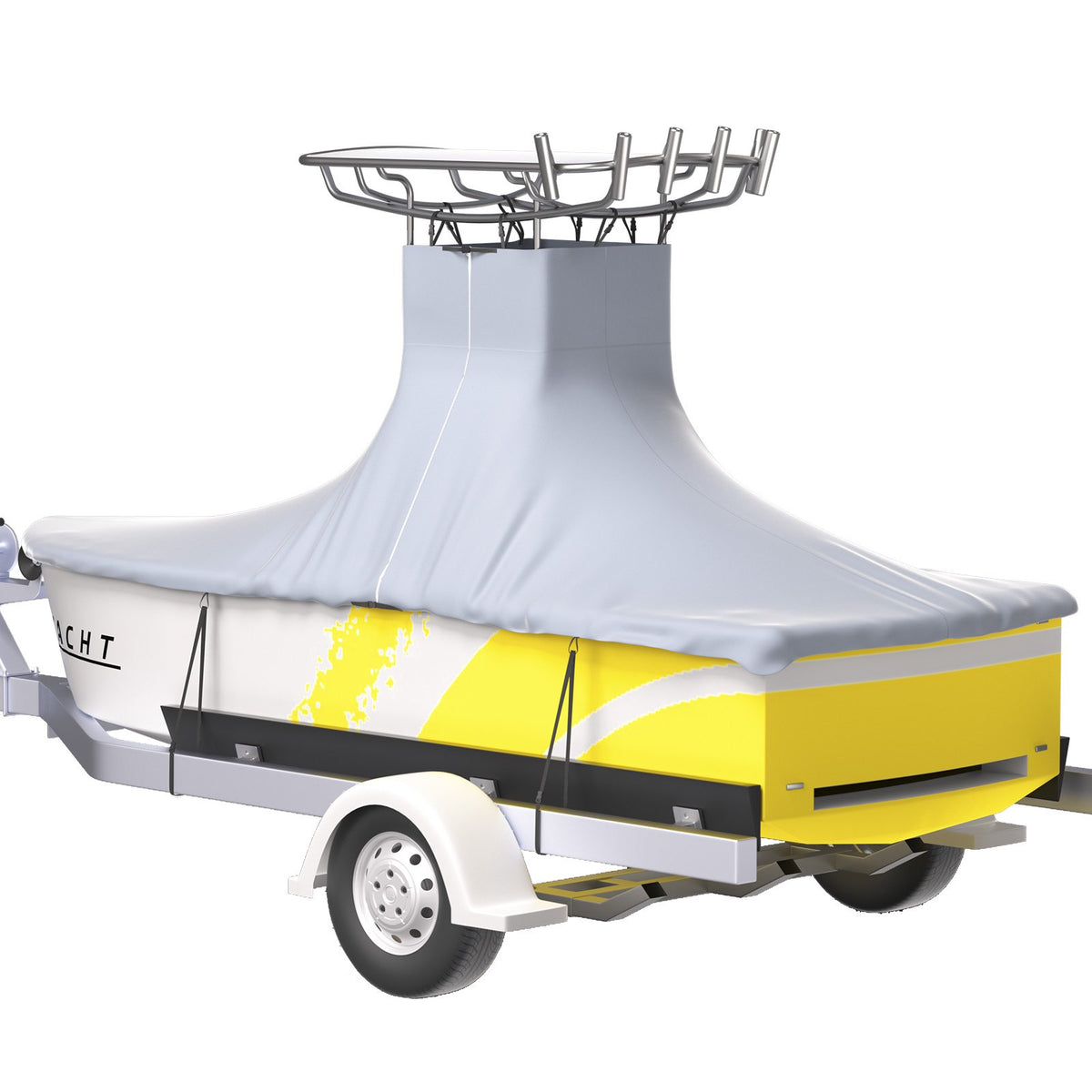 T-Top Boat Cover | Fits 22'-24' | 600D Oxford Waterproof Center Console Cover with Straps | Gray