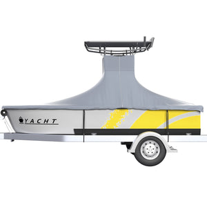 T-Top Boat Cover | Fits 22'-24' | 600D Oxford Waterproof Center Console Cover with Straps | Gray