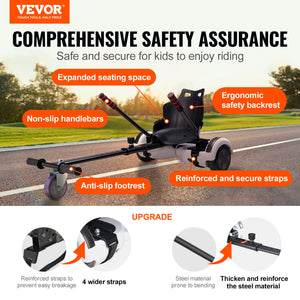 Hoverboard Seat Attachment | Adjustable Frame | Fits 16.5-25.4cm Hoverboards | 99.8kg Capacity | For Kids & Adults