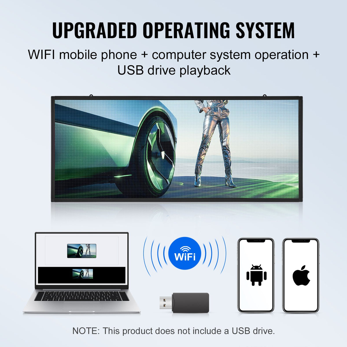 Programmable LED Sign P6 | Full Colour LED Scrolling Panel 99x41cm | WiFi & USB Control | Custom Text & Animation Display Board for Shops, Businesses & Events