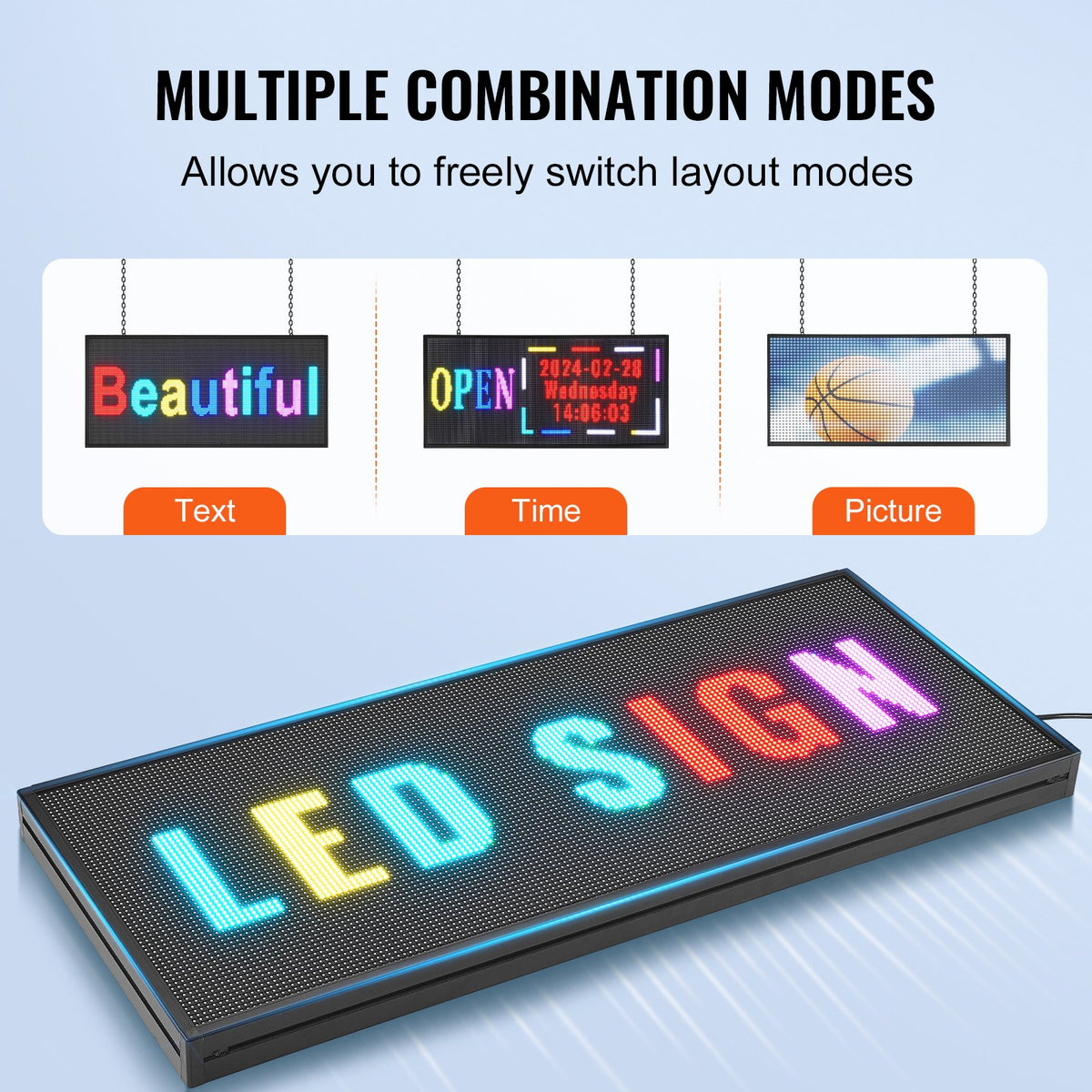 Programmable LED Sign P6 | Full Colour LED Scrolling Panel 99x41cm | WiFi & USB Control | Custom Text & Animation Display Board for Shops, Businesses & Events
