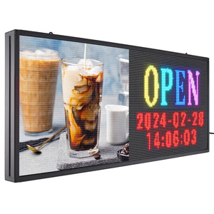 Programmable LED Sign P6 | Full Colour LED Scrolling Panel 99x41cm | WiFi & USB Control | Custom Text & Animation Display Board for Shops, Businesses & Events