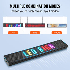 Programmable LED Sign P10 | Full Colour Scrolling Display Panel 99x19cm | WiFi & USB Control | Custom Text & Animation for Shops, Businesses & Events