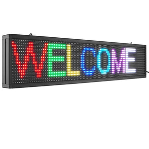Programmable LED Sign P10 | Full Colour Scrolling Display Panel 99x19cm | WiFi & USB Control | Custom Text & Animation for Shops, Businesses & Events