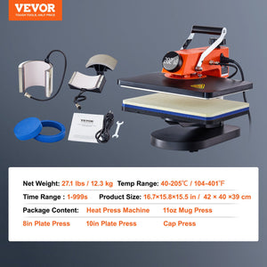 Heat Press Machine | 12x15" 5-in-1 Sublimation Transfer Press