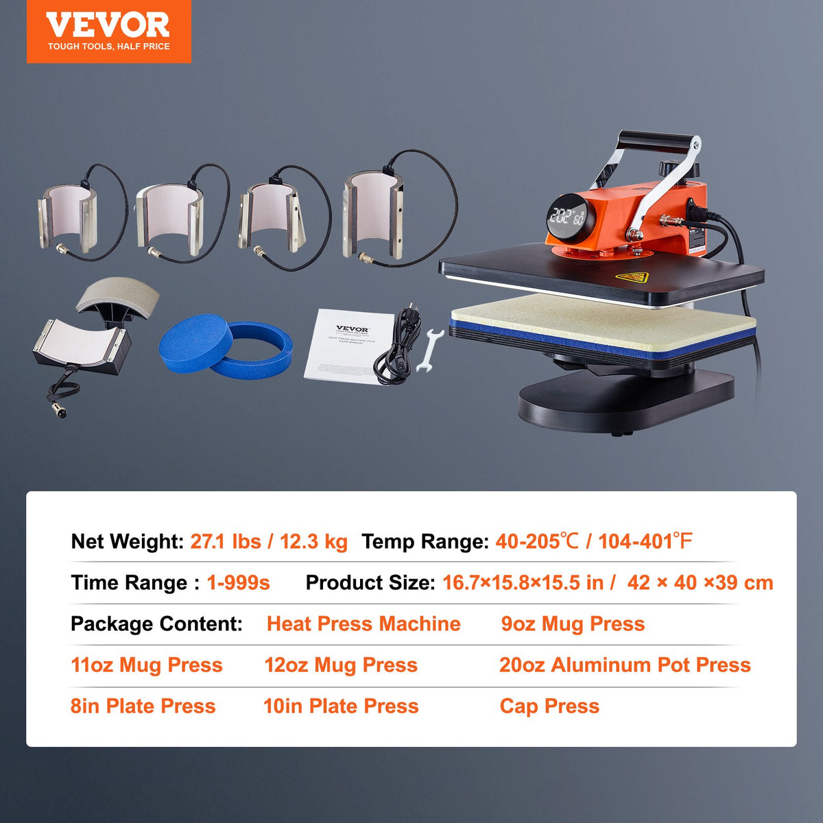 Heat Press Machine | 12x15" 8-in-1 Sublimation Transfer Press