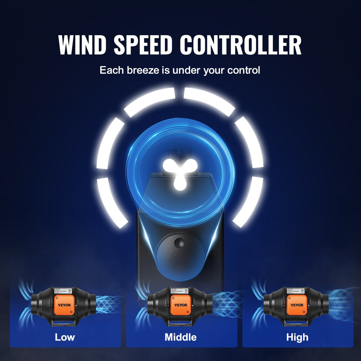 Inline Duct Fan | 102mm 129.7 CFM Ventilation Booster | Variable Speed AC Motor for Grow Tents