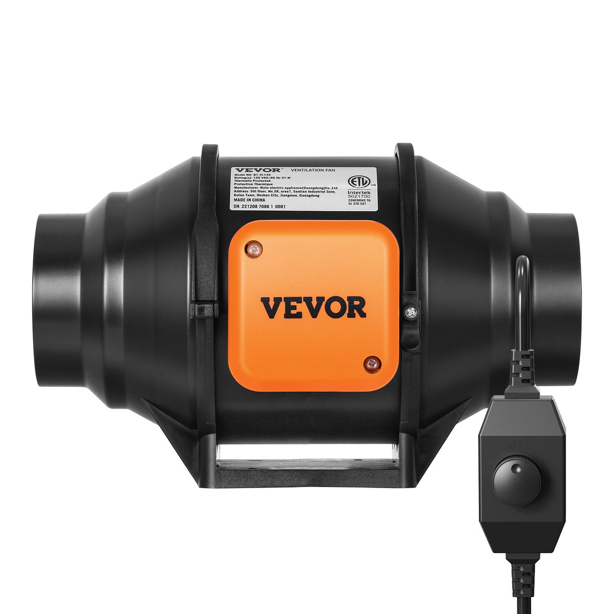 Inline Duct Fan | 102mm 129.7 CFM Ventilation Booster | Variable Speed AC Motor for Grow Tents