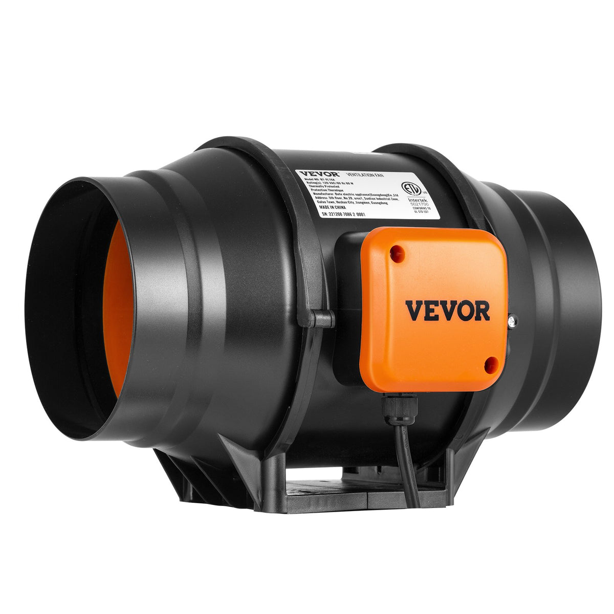 Inline Duct Fan | 152mm 323.7 CFM Ventilation Booster | Variable Speed AC Motor for Hydroponics