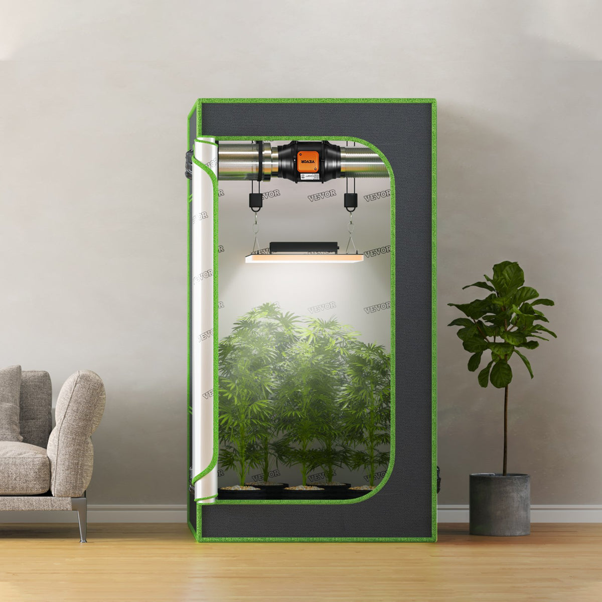 Inline Duct Fan | 152mm 323.7 CFM Ventilation Booster | Variable Speed AC Motor for Hydroponics